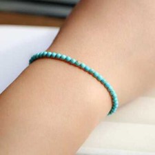 5MM Natural Turquoise beads Cuff Lucky Bracelet Men Unique