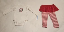 NWT Carter's Christmas Merry & Bright Bodysuit Tutu Leggings Set Baby Girl