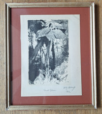 Wilhelm Kuhnert  "Urwald Vegetation" gerahmte handsignierte Lithographie 1922