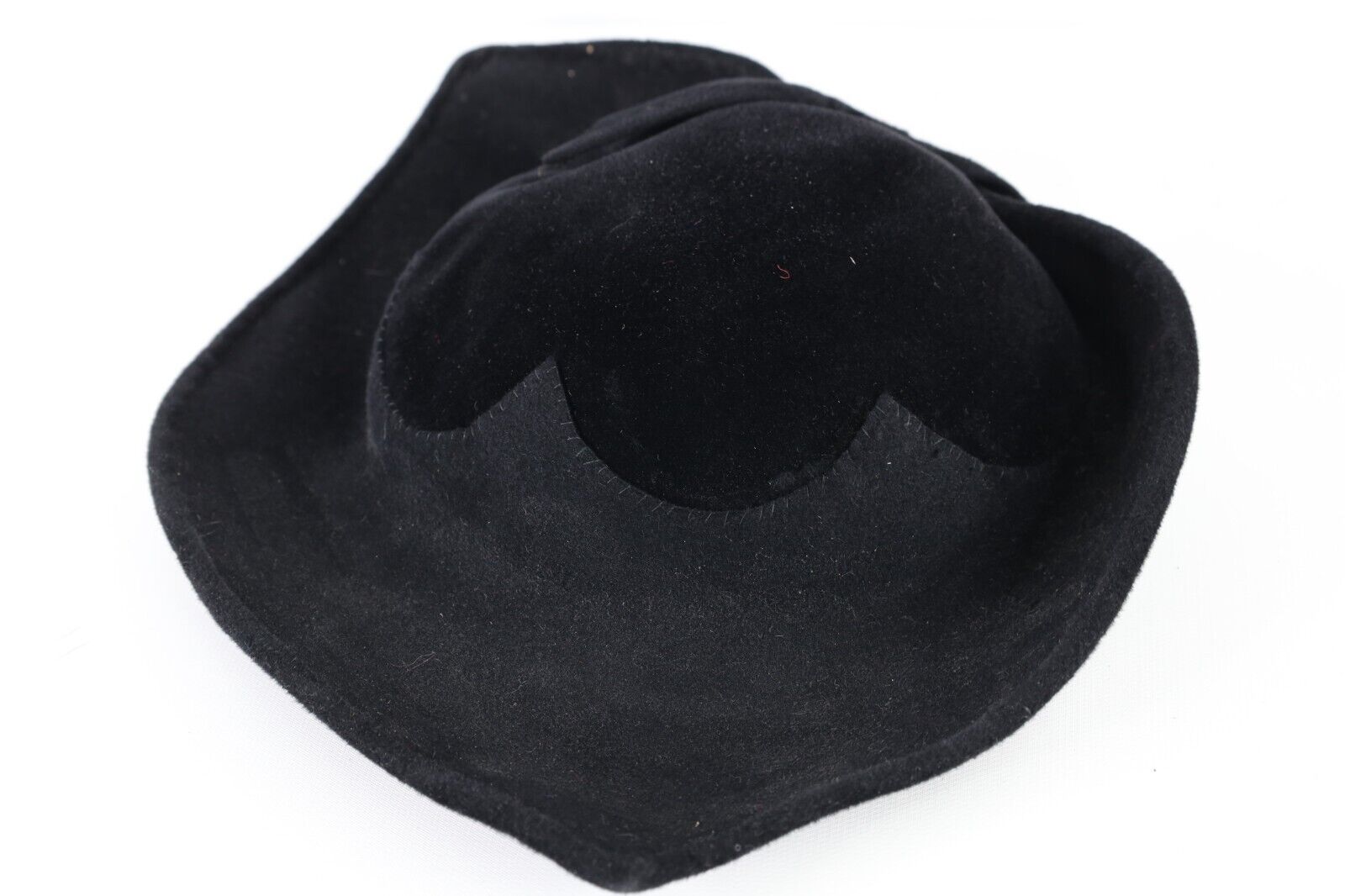 Vintage 30s 40s Faded Felt Wool Bowtie Hat Cap Bl… - image 6