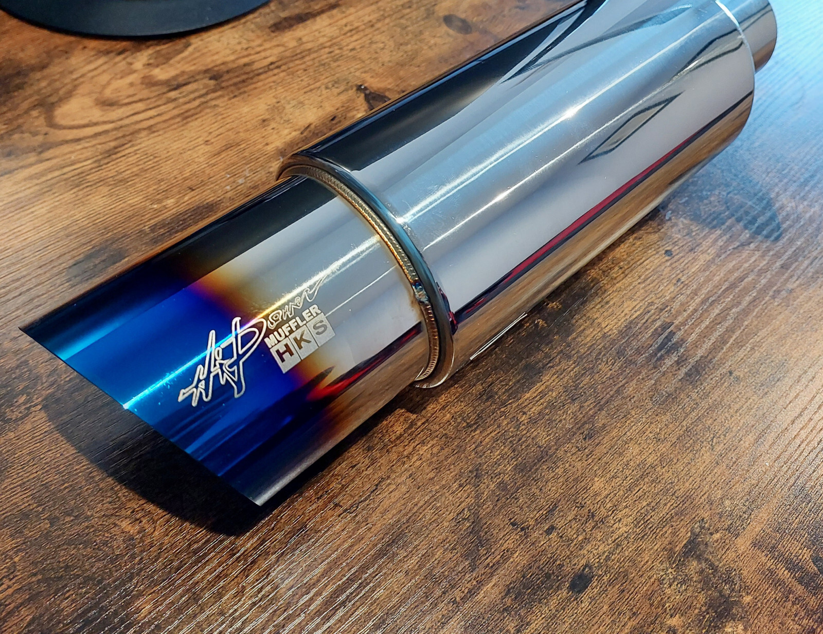 HKS Style JDM 3.5" Slash Tip Stainless Steel Exhaust Back Box 2.5" In