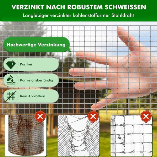 Volierendraht Edelstahl punktgeschweißt Maschendrahtzaun 25m x 1m 10m x 1m - Bild 5 von 15