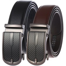 Classic Men's Leather Belt Automatic Buckle Strap Ratchet Strap Gift Jeans Dress