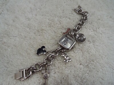 2015 DISNEY Accutime Mickey Mouse Charm Bracelet Watch Model MK2057 (A59)
