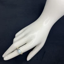 Signed Nabco 2.81tcw Fancy Cut Aquamarine Futuristic 14K Yellow Gold Ring Size 6