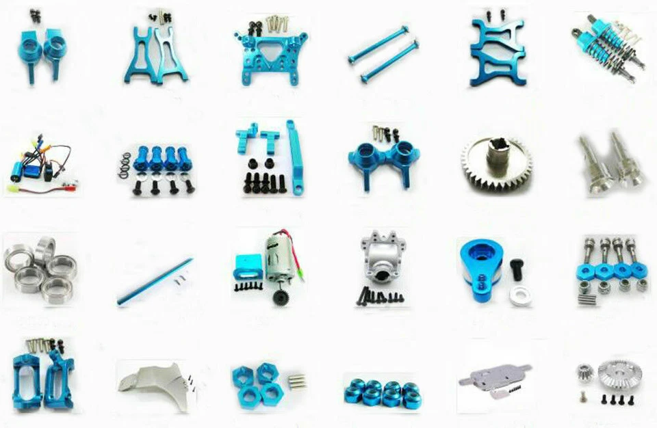 Piezas de actualización de metal de aluminio hágalo usted mismo para WLtoys 1/18 A959 A969 A979 K929 coche de radiocontrol azul Foto 3 de 4