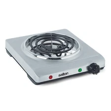 Salton Single Stainless Steel Coil Portable Electric Cooktop with Variable Temp
