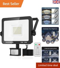 Dimmable Motion Sensor Security Light - 30W LED Floodlight with Remote Control