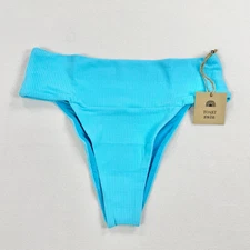 Free People Toast Swim Women’s Banded Waist Ribbed Bikini Bottom Small Turquoise