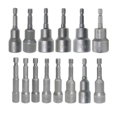 14Pcs Impact Magnetic Nut Driver Set 6-19mm Metric Power Drill Bit 1/4 Hex Shank