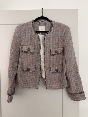 Ted Baker Multicolor Plaid Tweed Blazer Jacket Women's Size 3 Long Sleeve