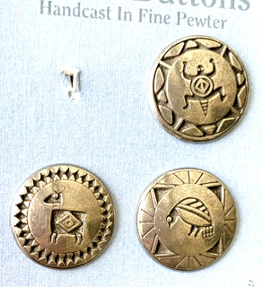 Danforth Pewter Southwestern Motif Animal Buttons lizard turtle llama