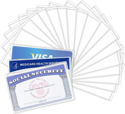 20Pcs Funda Protectora Vertical De Plastico Transparente Para Tarjetas De Cr...