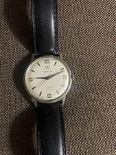 Orologio svizzero MOERIS a carica manuale quadrante argento cinturino pelle usato dal Giappone