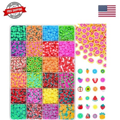 24-Grid Fruit Slice Polymer Clay Slime Add Ins for Nail Art Fimo, Fake Sprink...