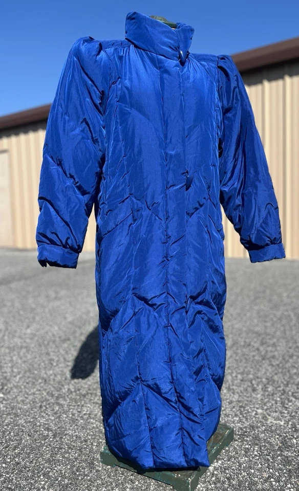 Vintage J. Gallery Down Long Puffer Coat Blue 80s 90s Duck Down Made in Korea W - Image 3 of 4