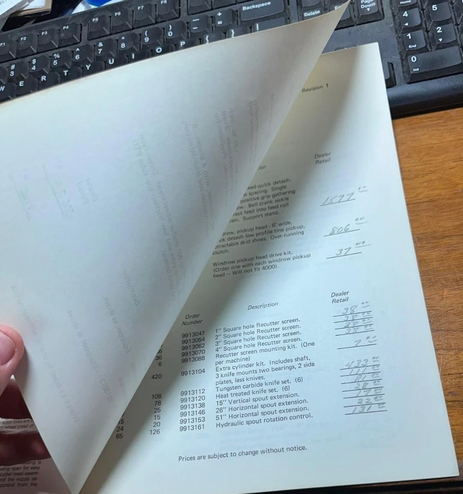 1970 HESSTON 4000 Harvester Dealer Shop Salesmen Brochure Specs and Prices - Image 3 of 4