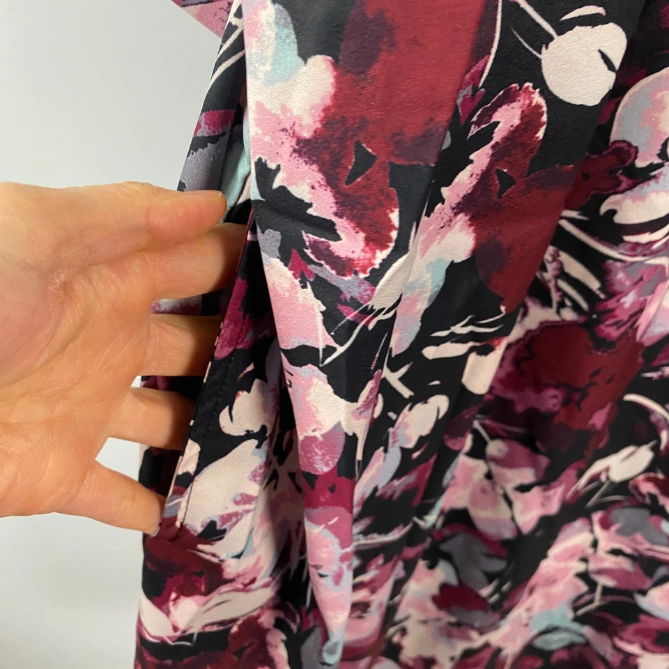 Vestido Café Catherines Manga Corbata Talla 5X Pintado Floral Bolsillos Mangas 3/4 Foto 4 de 4