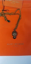 KURT GEIGER LONDON EAGLE HEAD GREEN CRYSTAL STONE PENDANT NECKLACE NWT