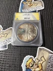 1997-P ANACS MS64 SILVER EAGLE $ STUNNING VIBRANT RAINBOW TONED
