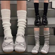 Matte Pink Cotton Knitting Long Socks Stockings Autumn Winter Warm Knees Socks