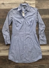 GAP Women’s 10 Button-Down Shirt Dress Career Stripe Blue White 2007 NWT