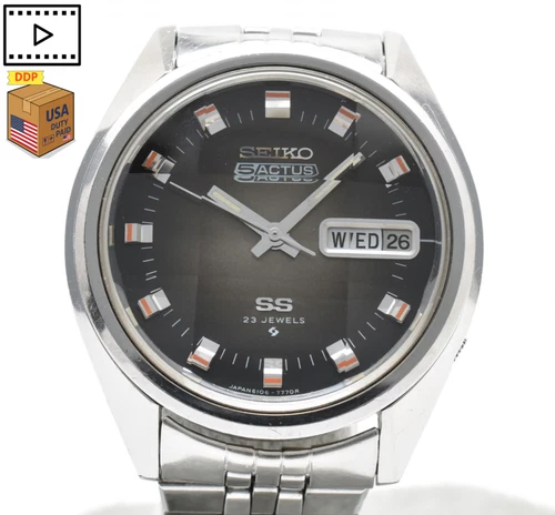 Vintage 1972 [NEAR MINT] SEIKO 5 Actus 6106-7590 Brown Men Automatic Watch JAPAN