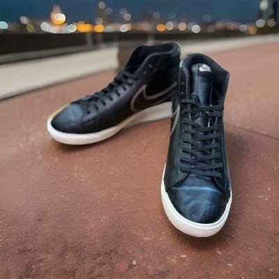 Nike Blazer Mid Premium Patina Black Leather Sneakers Men's Size 12.5 CU6679-001