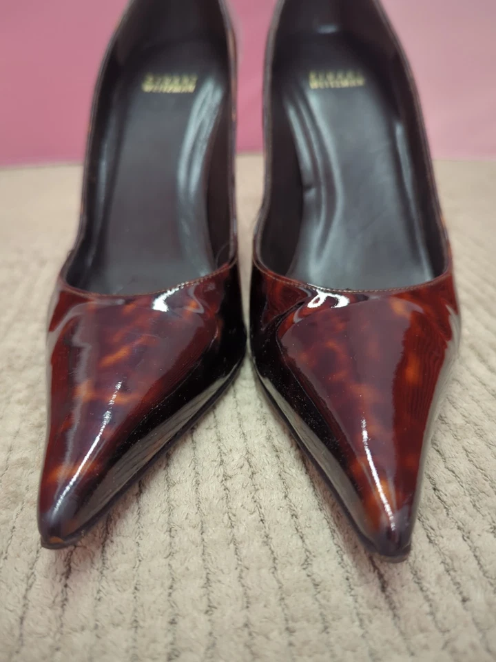 Zapatos de salón Stuart Weitzman marrón charol punta tacón de aguja talla 9 Foto 4 de 4