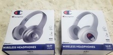  2 Champion Bluetooth Wireless Headphones w/ Built-In Mic 1 White  1 Grey