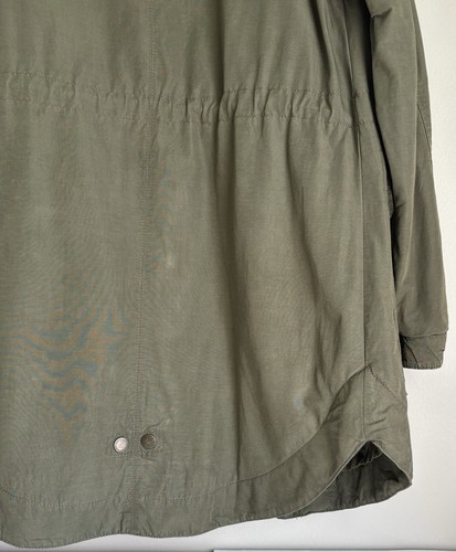 H&M Divided size 12 green hooded lined jacket drawstring zip snap thigh-length - Picture 11 of 12