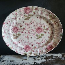 Large Vintage Johnson Brothers Rose Chintz Serving Platter Cottagecore 15" x 13"