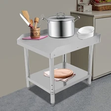 Stainless Steel Work Table Adjustable 2 Tier Kitchen Food Prep Table 24*30*26in