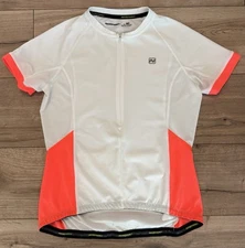 Nishiki Women’s White & Orange 1/2 Zip Cycling Jersey With Pockets Size M