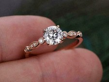 Real Moissanite 2.00Ct Round Cut Women's Engagement Ring 14K Rose Gold Plated