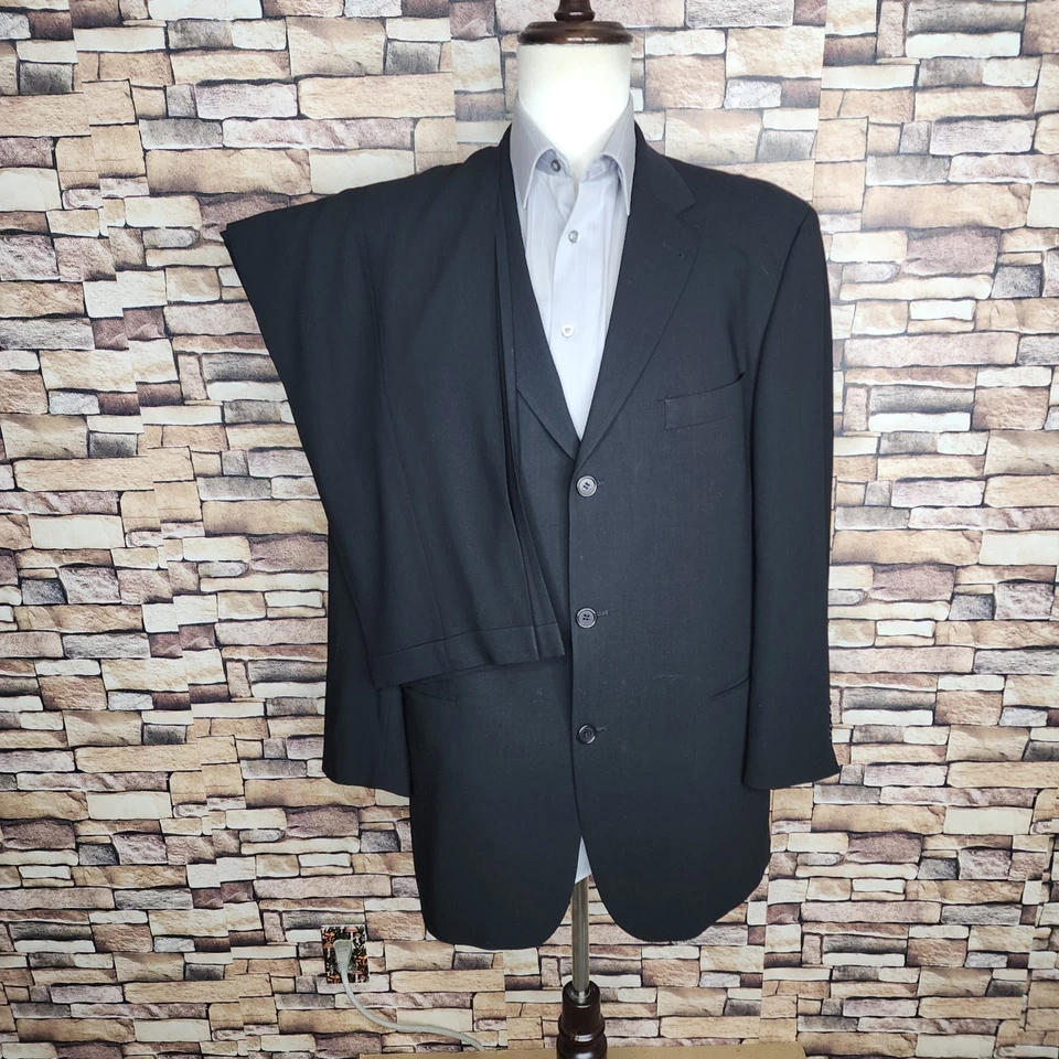 Traje Hugo Boss 2 Piezas Hombre 42L 32X32 Negro 3 Botones VL Lana Foto 2 de 4