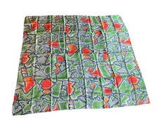 100 Silk Scarf made in France Abstract Mosaic Print 35. X 36 inches