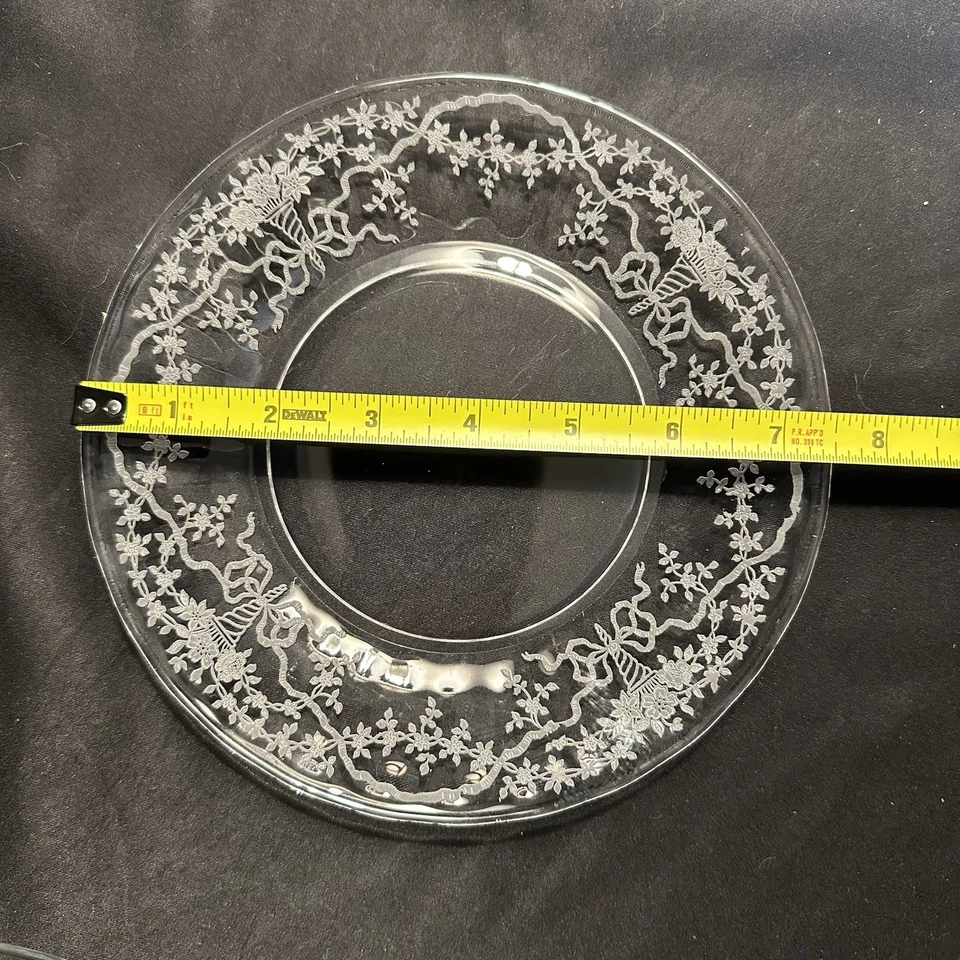 Fostoria Corsage Clear Salad 7 5/8” or Romance Luncheon 8 5/8" Plate(s) VTG Etch - Image 4 of 4