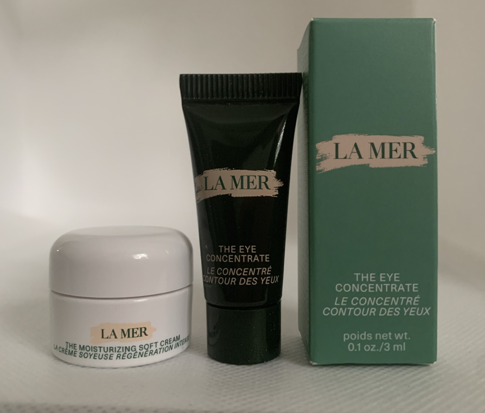 2pc Lot La Mer The Eye Concentrate & Soft Cream Deluxe Travel 3mL/0.1 oz. Each