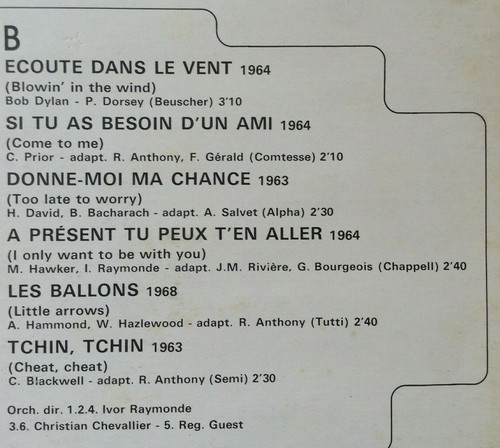 33T Richard ANTHONY Vinyle LP 12" SES PLUS GRANDS SUCCES - ... SIFFLER LE TRAIN - Bild 3 von 4