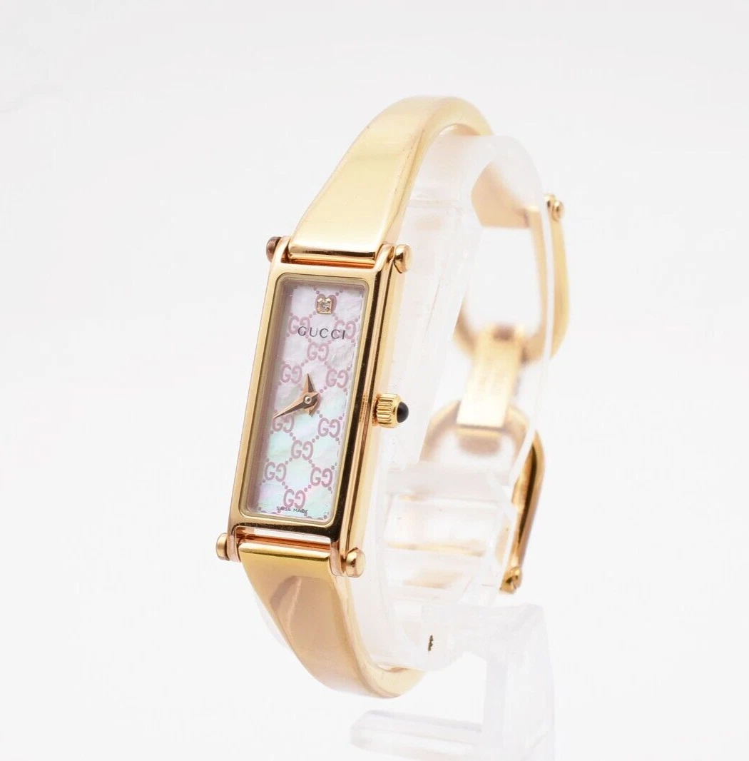 Montre pour femme neuve Batt [presque comme neuve] GUCCI 1500 L PinkShell 1P diamant or JAPON