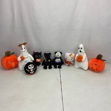 Lot of 9 Halloween Plush Ty Beanie Babies Hello Kitty Pumpkin Vampire Ghost