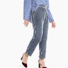J Crew silver gray velvet easy pull on pants women 8