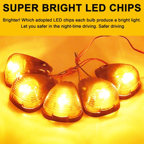 5X Amber LED Cab Roof Marker Lights Set for Ford F250 F350 F450 Super Duty 99-16 - Picture 31 of 189