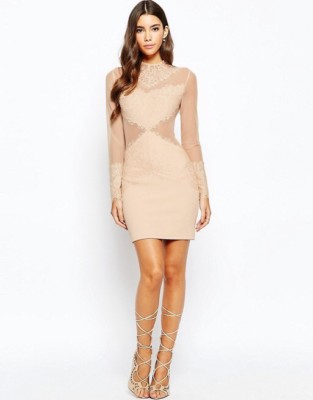 Love Triangle Lace Nude Dress 4 | eBay