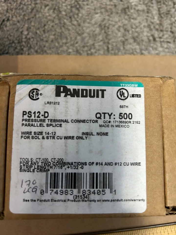 Panduit PS12-D Pressure Terminal Connector - 1673 total pieces - Image 2 of 4