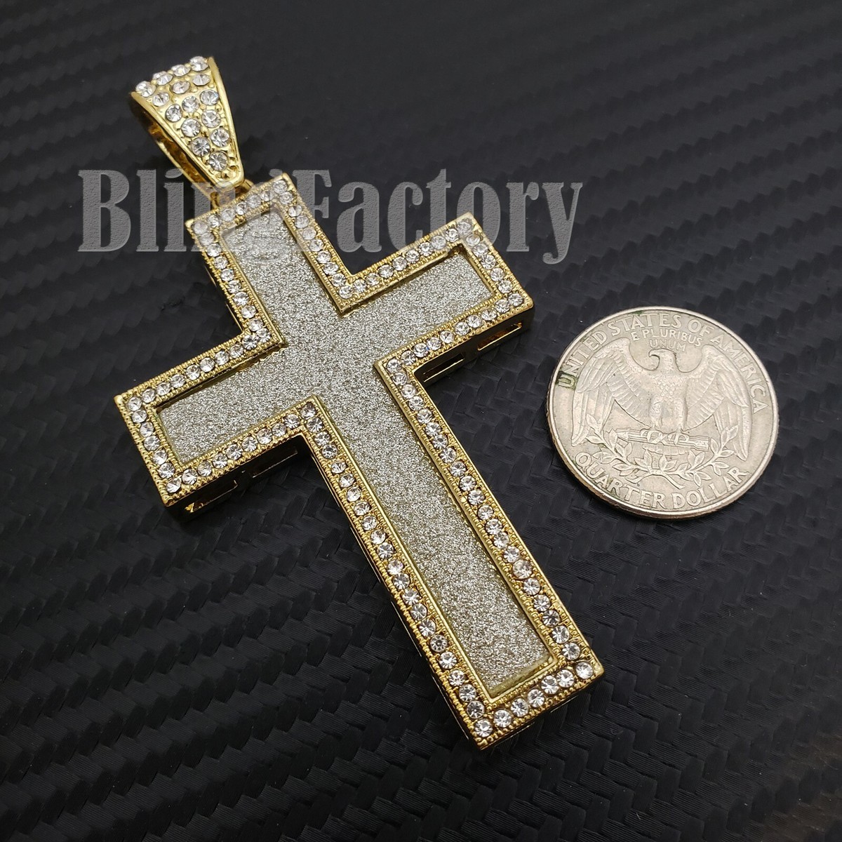 Men's Iced Hip Hop Large Glittered Holy Cross Bling Lab Men's Iced Hip Hop Large Glittered Holy Cross Bling Lab