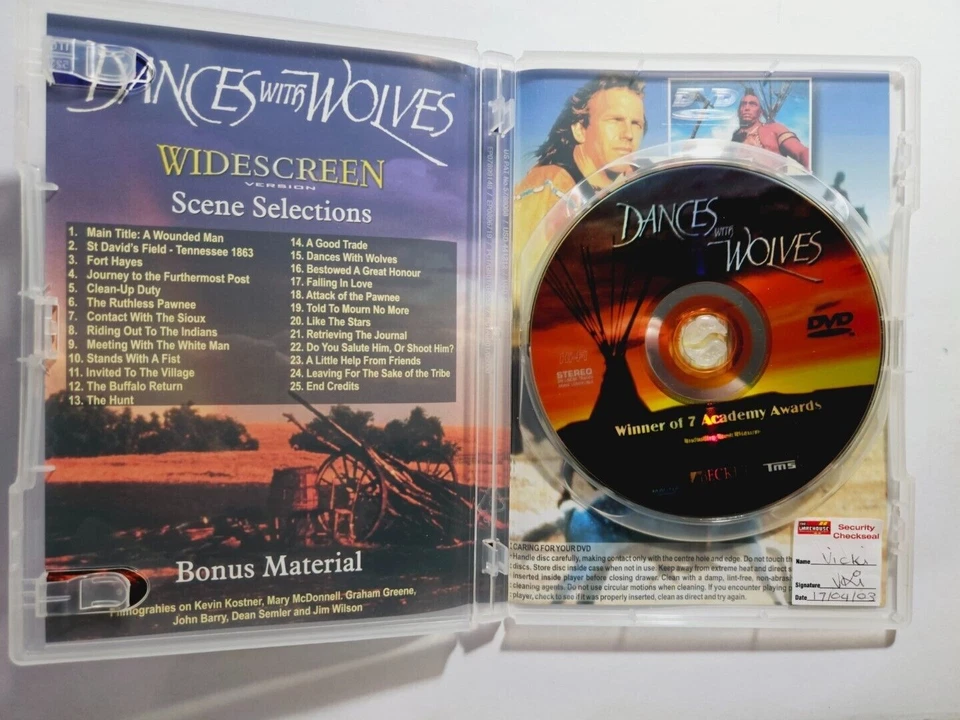 Dances with Wolves Widescreen DVD, Good Condition, Collectors, Vintage - Image 2 of 3