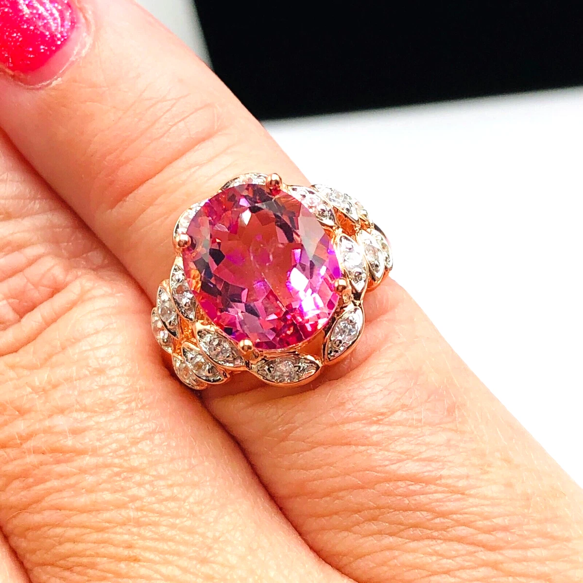 Pink topaz rose gold ring sale