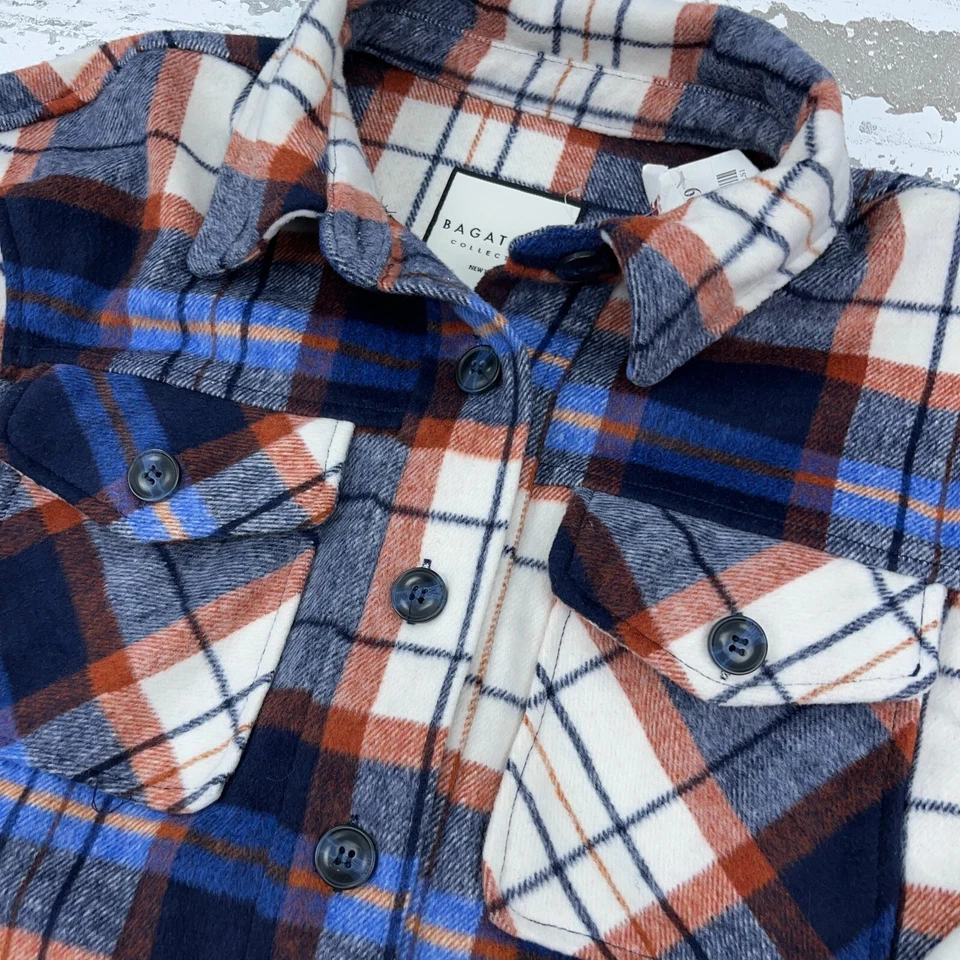 Bagatelle Women Jacket Small Blue Plaid Cropped Shacket Unlined Boxy Ladies - Image 3 of 4